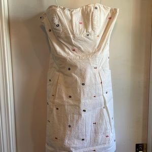 Lilly Pulitzer size 8 strapless nautical flag white seersucker dress